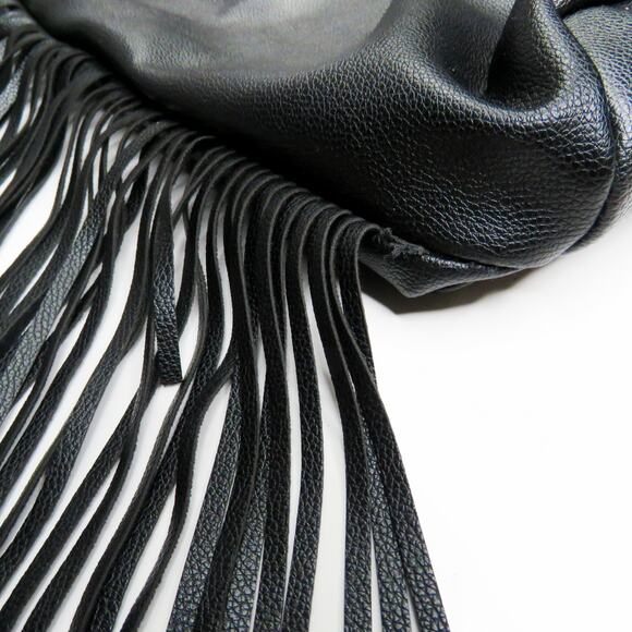 Y2k Victoria’s Secret Black Faux Leather Drawstring Tassel Backpack - Picture 9 of 12